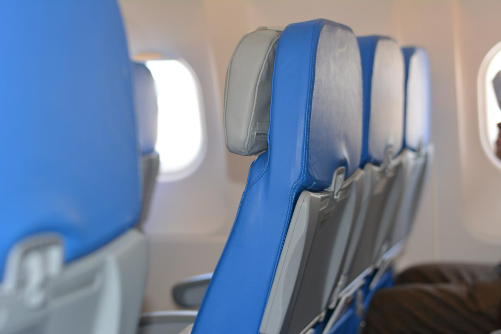 Close up of plane seats